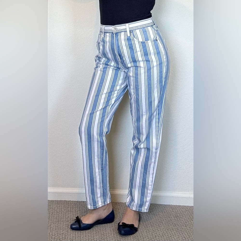 American Eagle High Rise Jeans Pinstripe  Womens Size 8 100% Cotton Denim